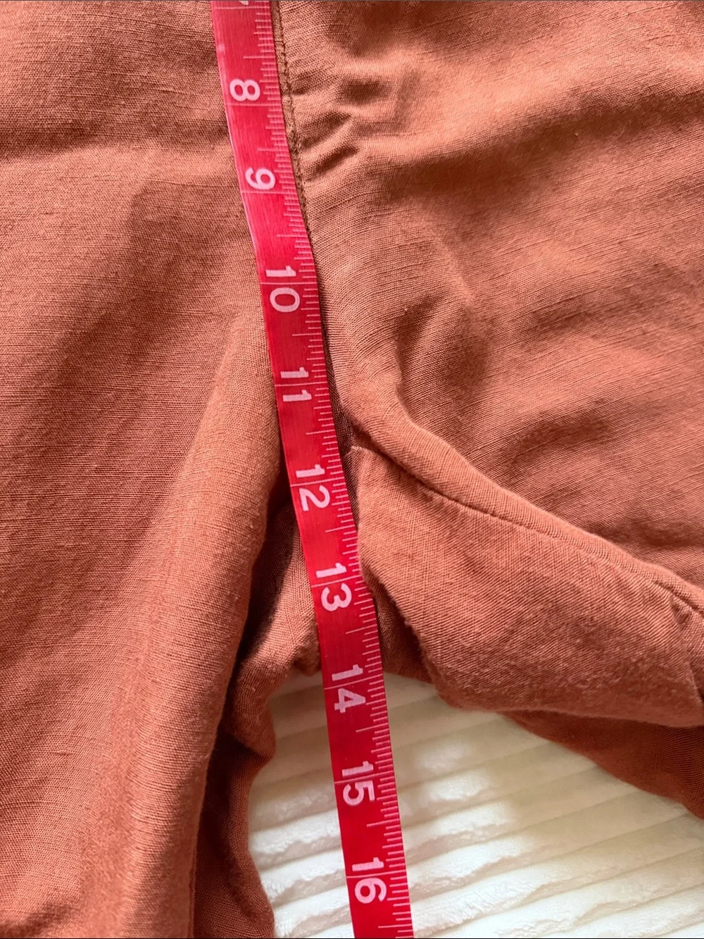H&M Linen Blend Wide Leg Pants Pockets Drawstring Elastic Airy Flowy Rust M